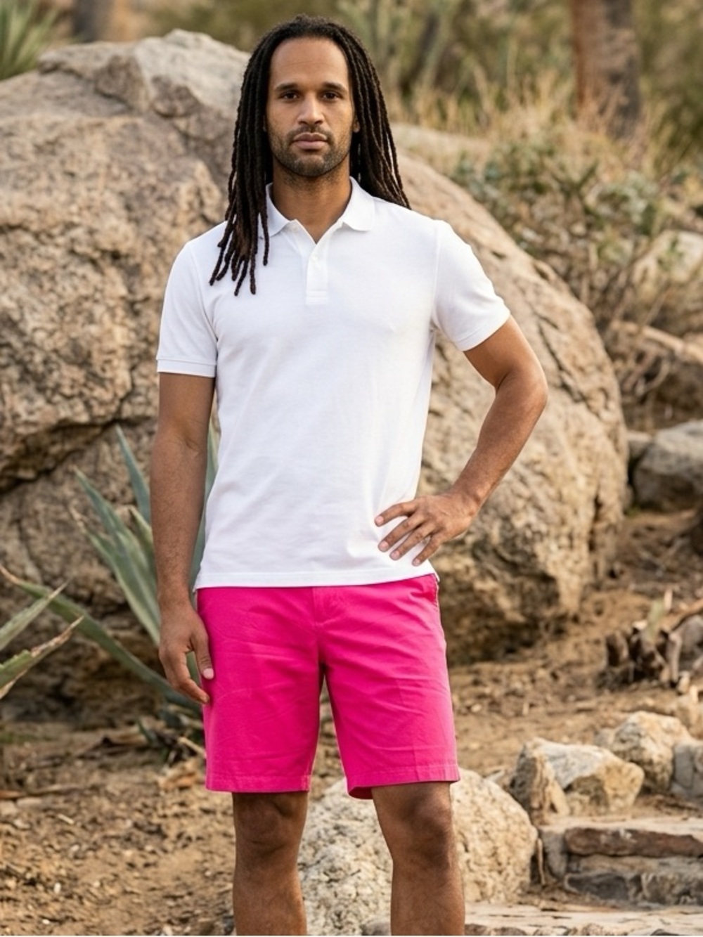 Adidas Men’s Athletic Chino Shorts Pink Flat Front Golf Casual Sz 38 10" Inseam